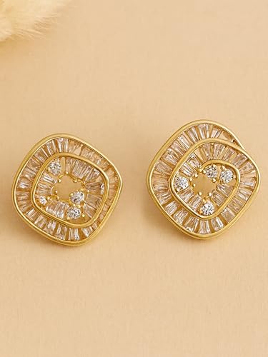 Spiral American Diamond Stud Earrings – Gold-Plated Finish – Retail Unit