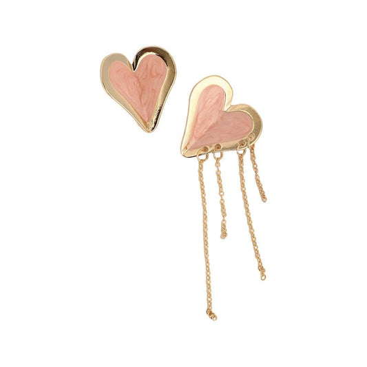 Heart-Fold Drop Earrings – Fashion Jewellery – Alloy – Blush Pink – Heart-Fold Design