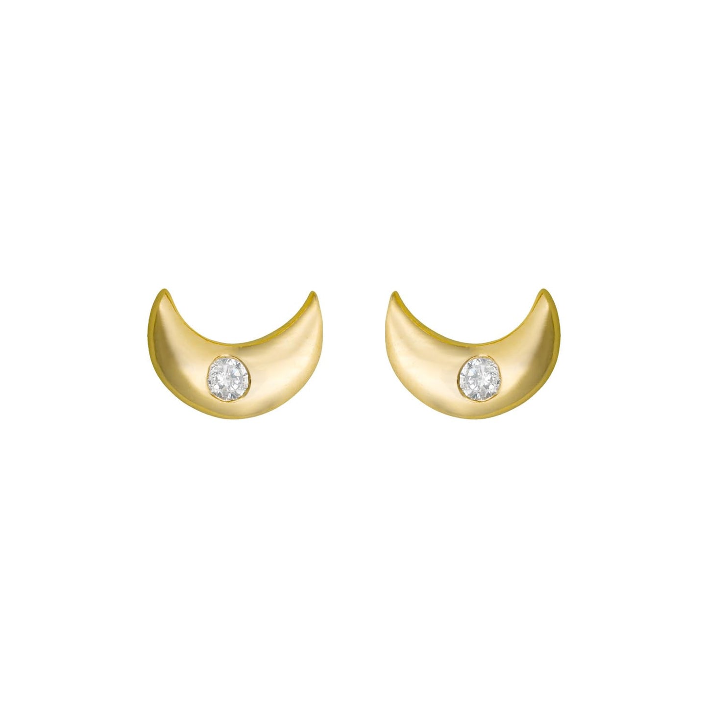 Moon Earrings – Sterling Silver Jewelry – 18K Gold-Plated – Lightweight Pair