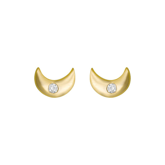 Moon Earrings – Sterling Silver Jewelry – 18K Gold-Plated – Lightweight Pair
