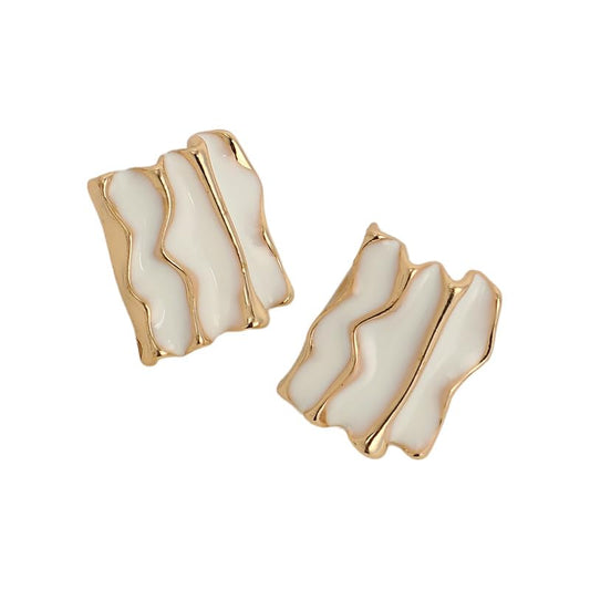 Tactile Stud Earrings – Fashion Studs – Alloy Material – Opal White Colour – Push Back Closure