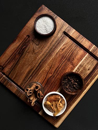 Acacia Wood Cheese & Serving Platter – Charcuterie Board – Natural Food-Safe Finish – 10x10 Inch