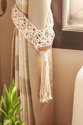 Hand-Knotted Drapery Tiebacks – Natural Cotton - 2pc