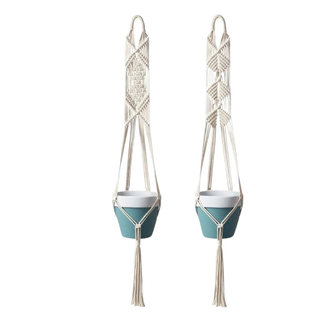 Macrame Planter Hanger – Handcrafted Hanging Holders – Durable Cotton Rope – 2-Pack, 10" Pot Capacity
