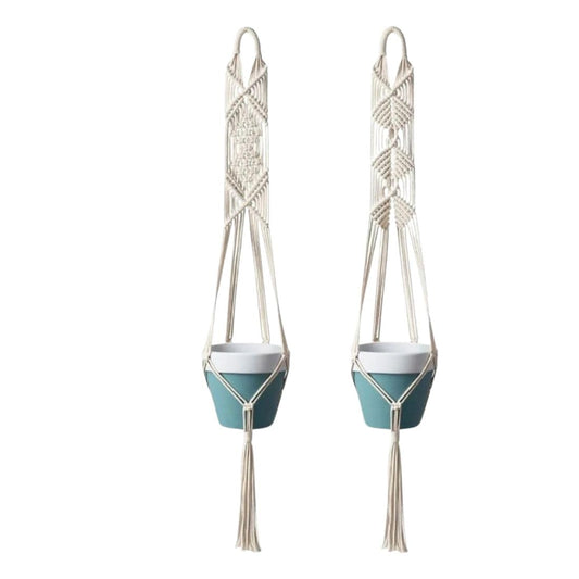 Macrame Planter Hanger – Handcrafted Hanging Holders – Durable Cotton Rope – 2-Pack, 10" Pot Capacity