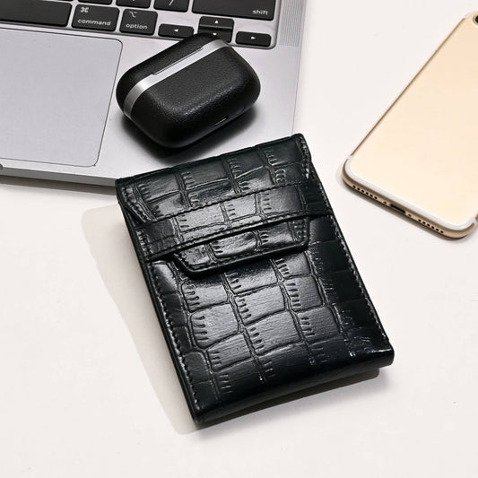 Men’s Leather Wallet Premium Croc-Look Slim Wallet