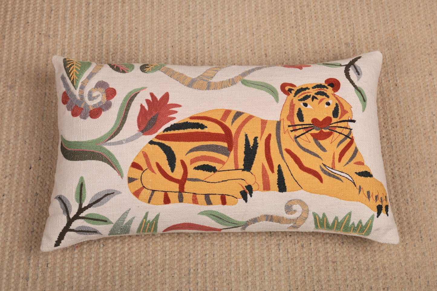 Lumbar cotton Cushion- Tiger Design- 35x60 cm