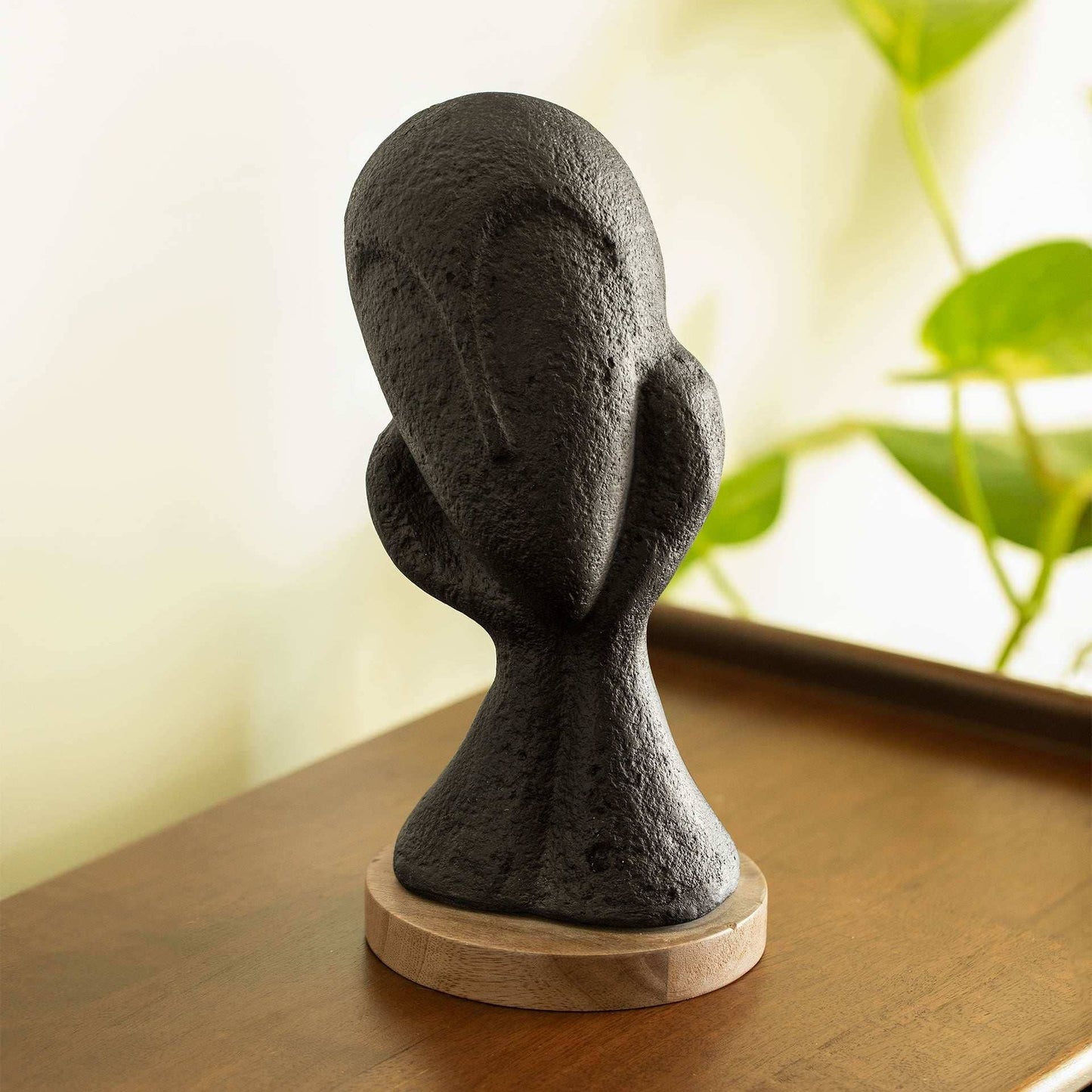 Spellbound Black Ecomix Handcrafted Face Sculpture -Black