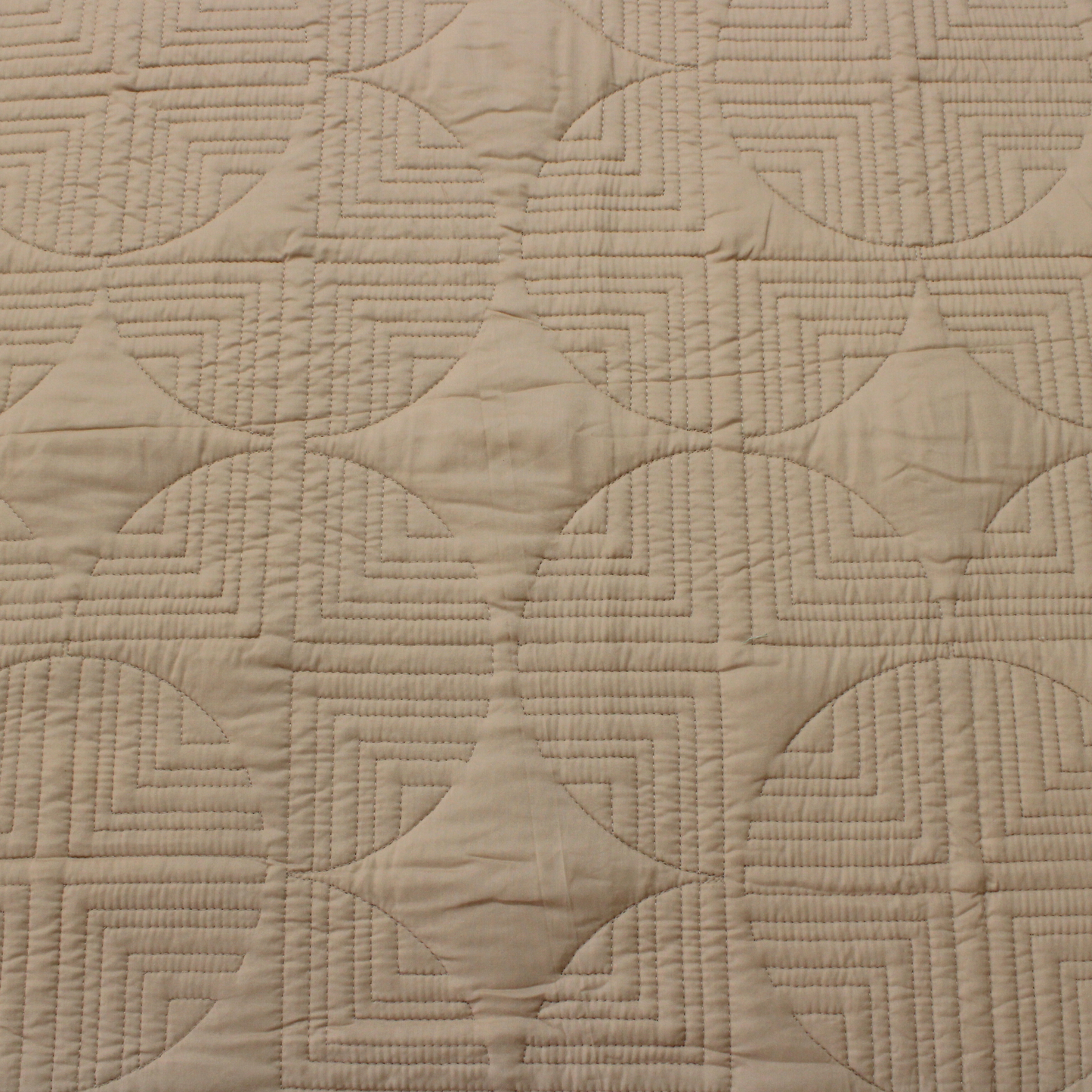 Bedsheet | Cotton Quilted Geometric Peach Mist |  3 Pc Set