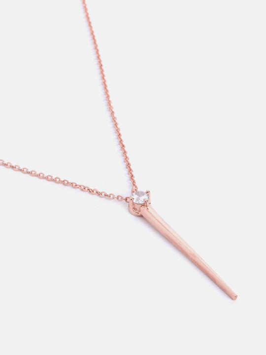 Handcrafted Jewellery Piece – Pendant Necklace – Rose Gold-Plated Brass, Crystal Accents – Individual Unit