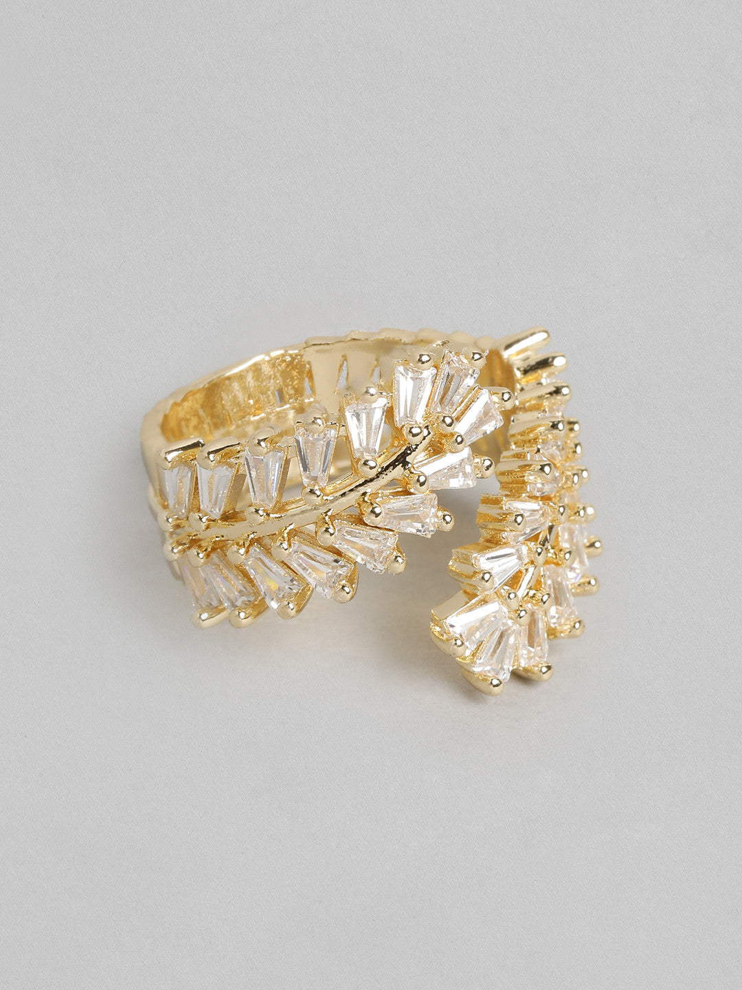 Stone Studded Finger Ring – Adjustable Ring – Gold-Toned, Stone – Single Unit