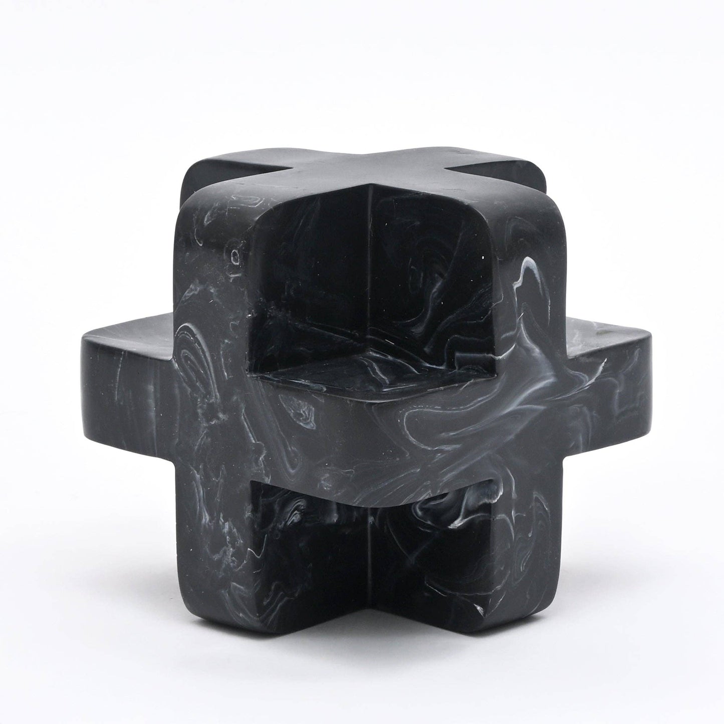 Abstract Cubist Décor Object in Black Matte Polyresin