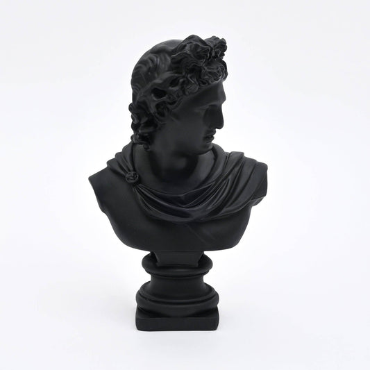 Black Classical Greco-Roman Bust Sculpture in Matte Resin