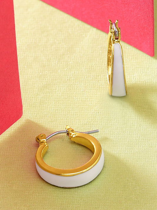 London Pastel Pop Enamel Inlay – Hoop Earrings – Gold-Toned Alloy, Nickel Compliant – 2cm Length