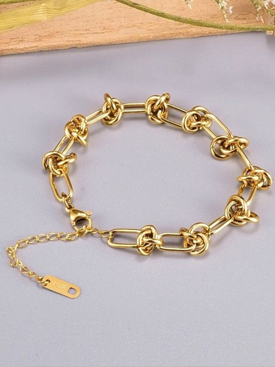 Accent Chain Bracelet – Gilded Steel with Knot Detail