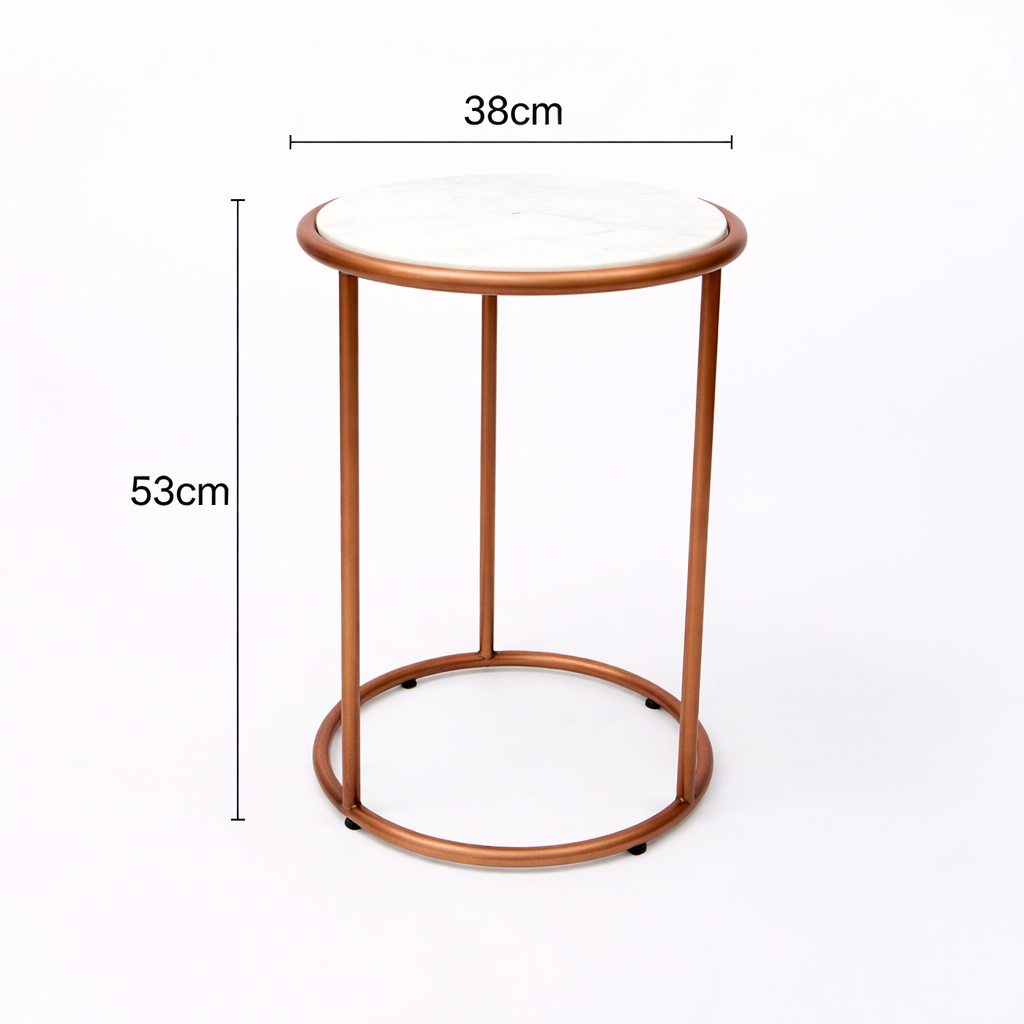 Copper & Marble C-Shape Nesting Tables – Set of 2 Side Table