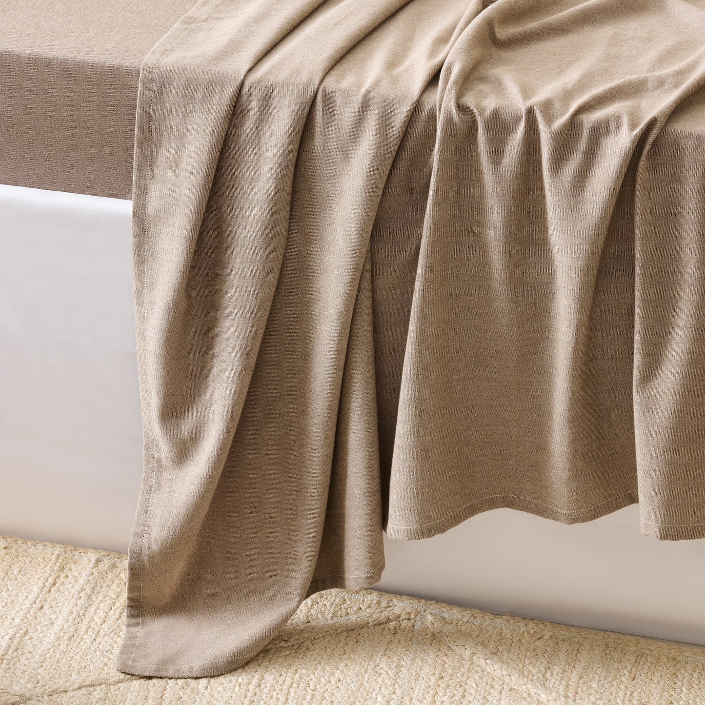 Bedsheet | Cotton Bamboo Dual-tone Effect | Roasted Walnut With 2 Pillow Shams