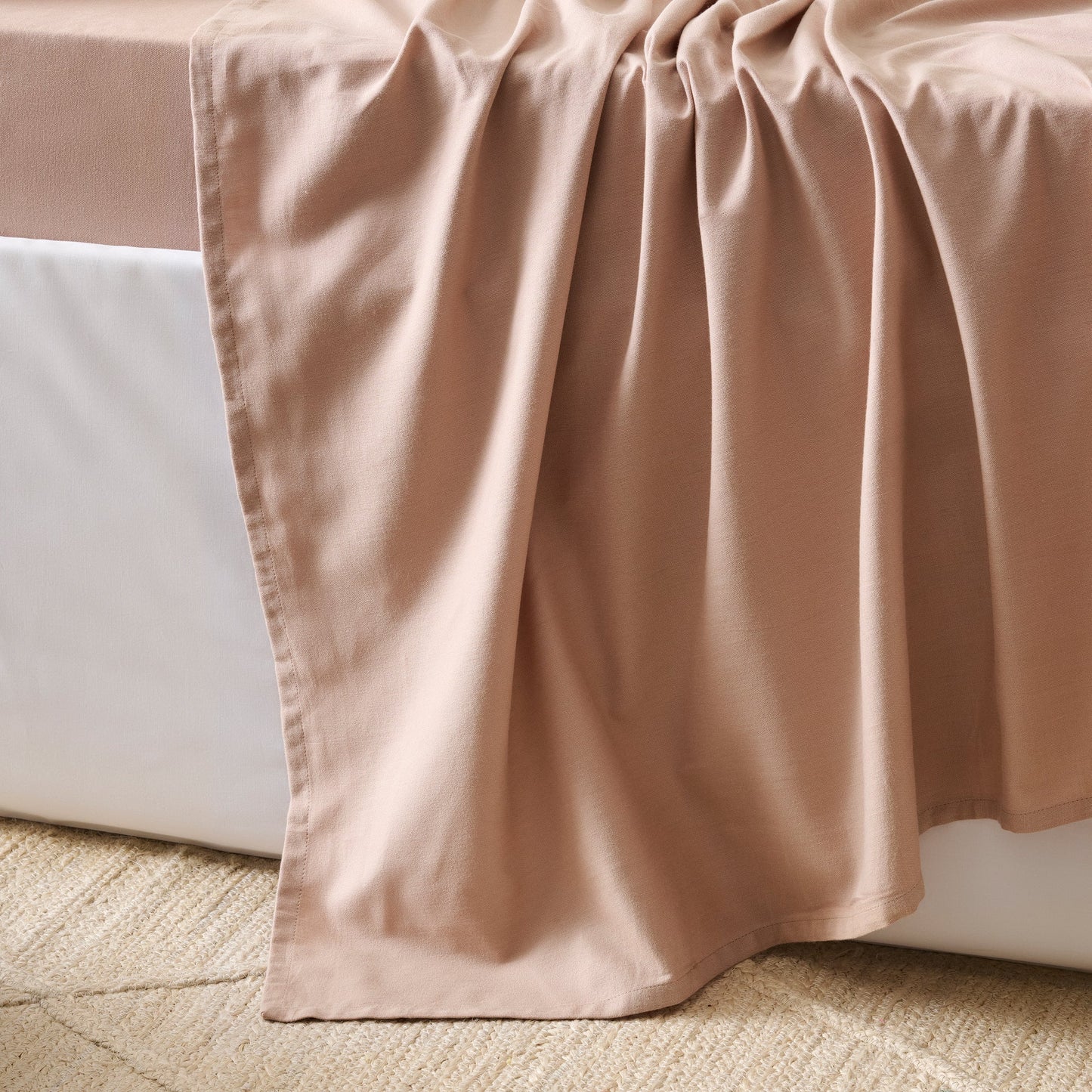 Bedsheet | Cotton Bamboo Chambray Dual-tone | Soft Apricot With 2 Pillow Shams