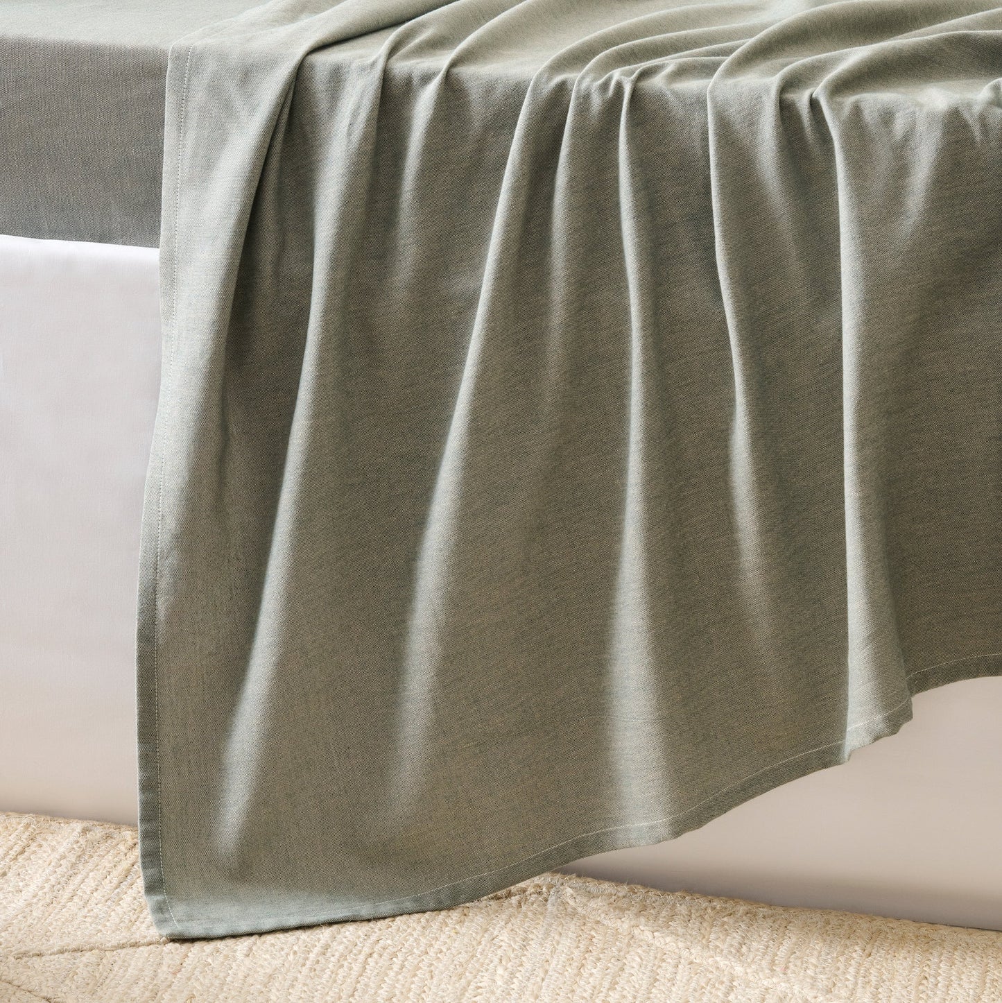 Bedsheet | Cotton Bamboo Chambray Dual-tone | Teal Glaze With 2 Pillow Shams