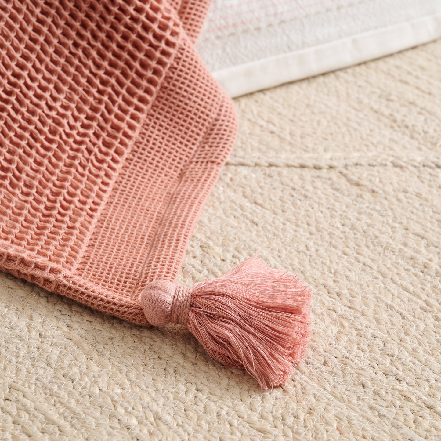 Throw Blanket | Cotton Waffle Thick Tassels