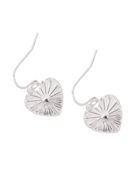 Fashion Dangle Earrings – Silver-Tone Plated – Heart Silhouette – 1 Pair
