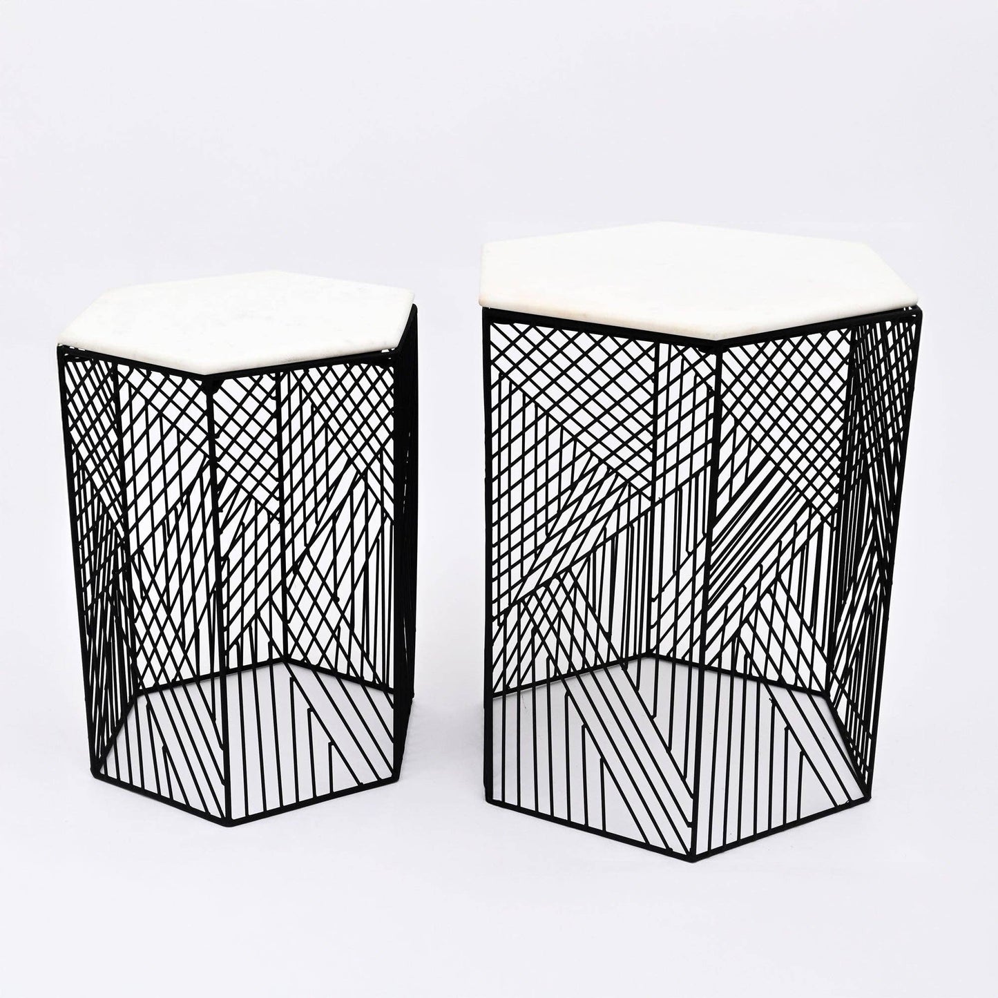 Hexagonal Marble Accent Tables – Stylish Nesting