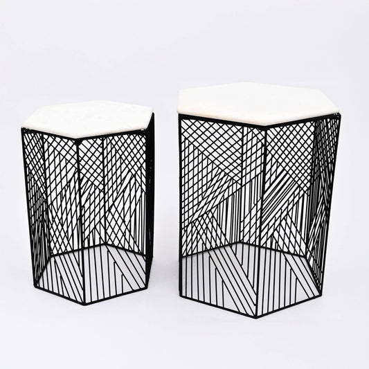 Hexagonal Marble Accent Tables – Stylish Nesting