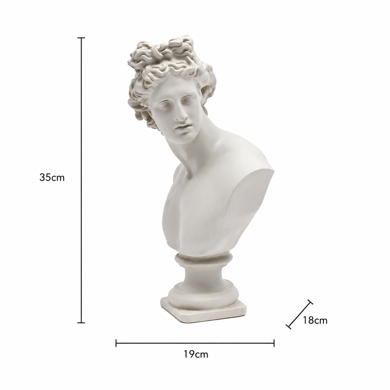 Grey Neo-Classical Bust Sculpture in Matte Resin