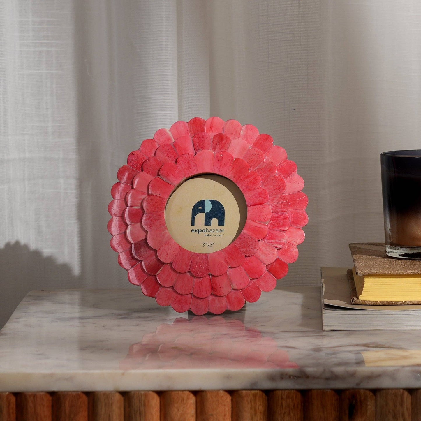 Round Sunflower Photo Frame – Pink