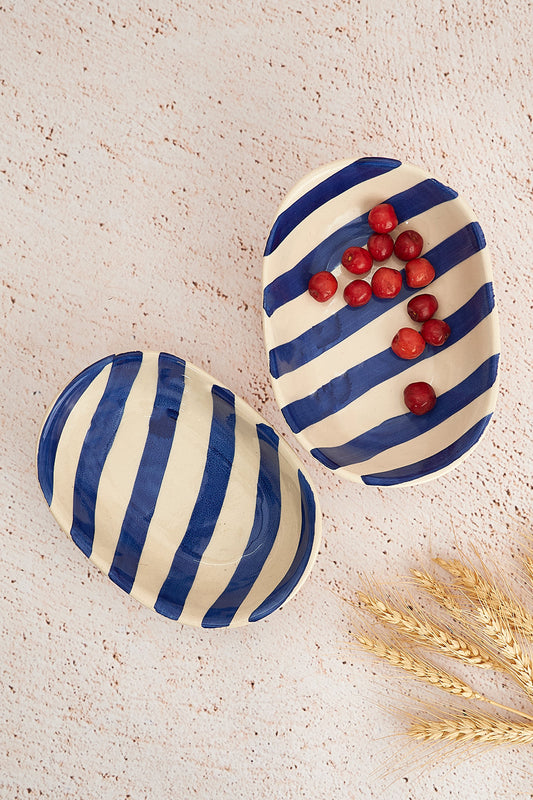 Blue Stripe Handpainted Ceramic Bowl – Serving Bowl – Handpainted Ceramic – 300ml