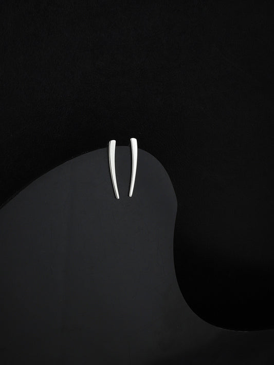 Contemporary Studs – Earrings – 925 Sterling Silver, Rhodium-Plated, Fish Hook – 2cm Length