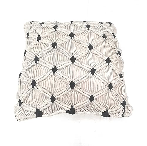 Hand-Knitted Macrame Decorative Cushion Covers – with Concealed Zipper – 16x16 In