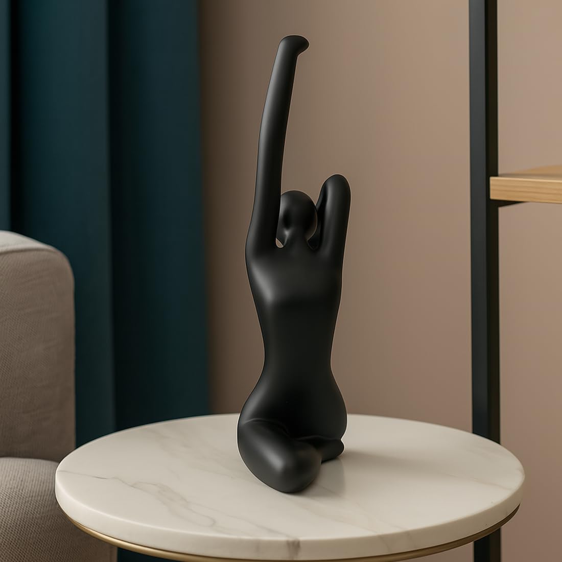 Elegant Ceramic Black Lady Statue for Home & Office Decor, 17x4x20 CM | Aesthetic Decorative Sculpture Showpiece