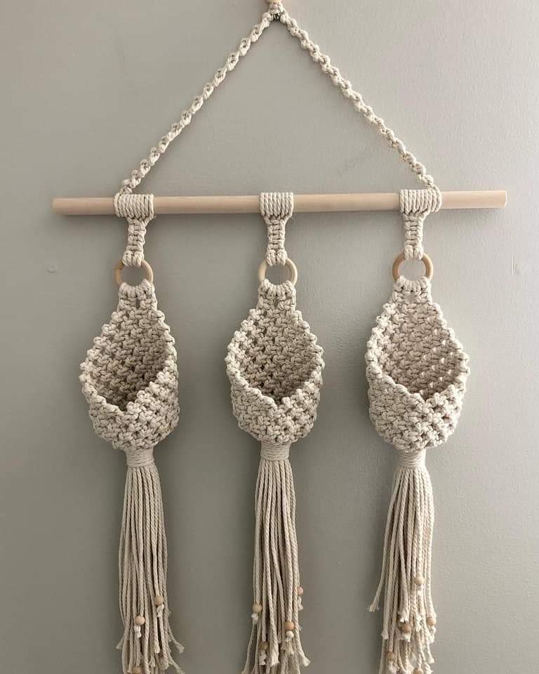 Hand-woven Hanging Planter – Natural Cotton Fiber