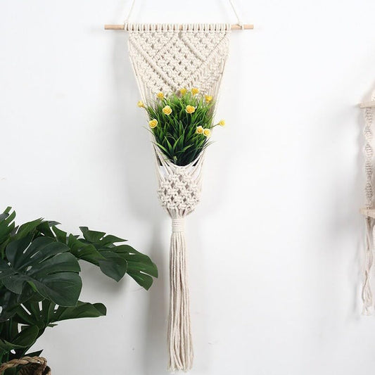 Macramé Plant Hanger – Handcrafted Cotton – 12x35 In