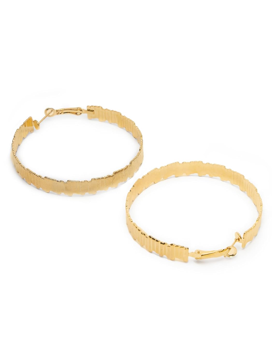 Textured Contemporary Hoop Earrings – Women's Fashion Jewellery Stock – Gold Plated – Pair