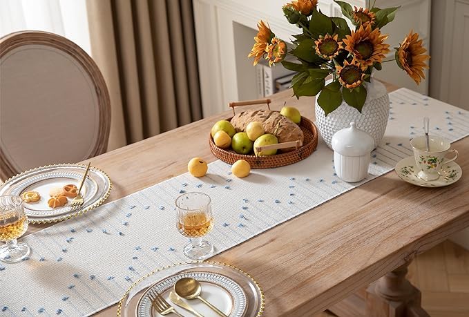 Decorative Table Runner – Pure Cotton Table Linen – Thermal Protection Design – 14x72 inch