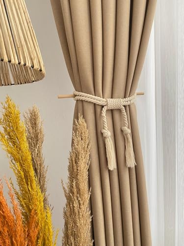 Macrame Drape Tiebacks – Cotton & Wood – 2c