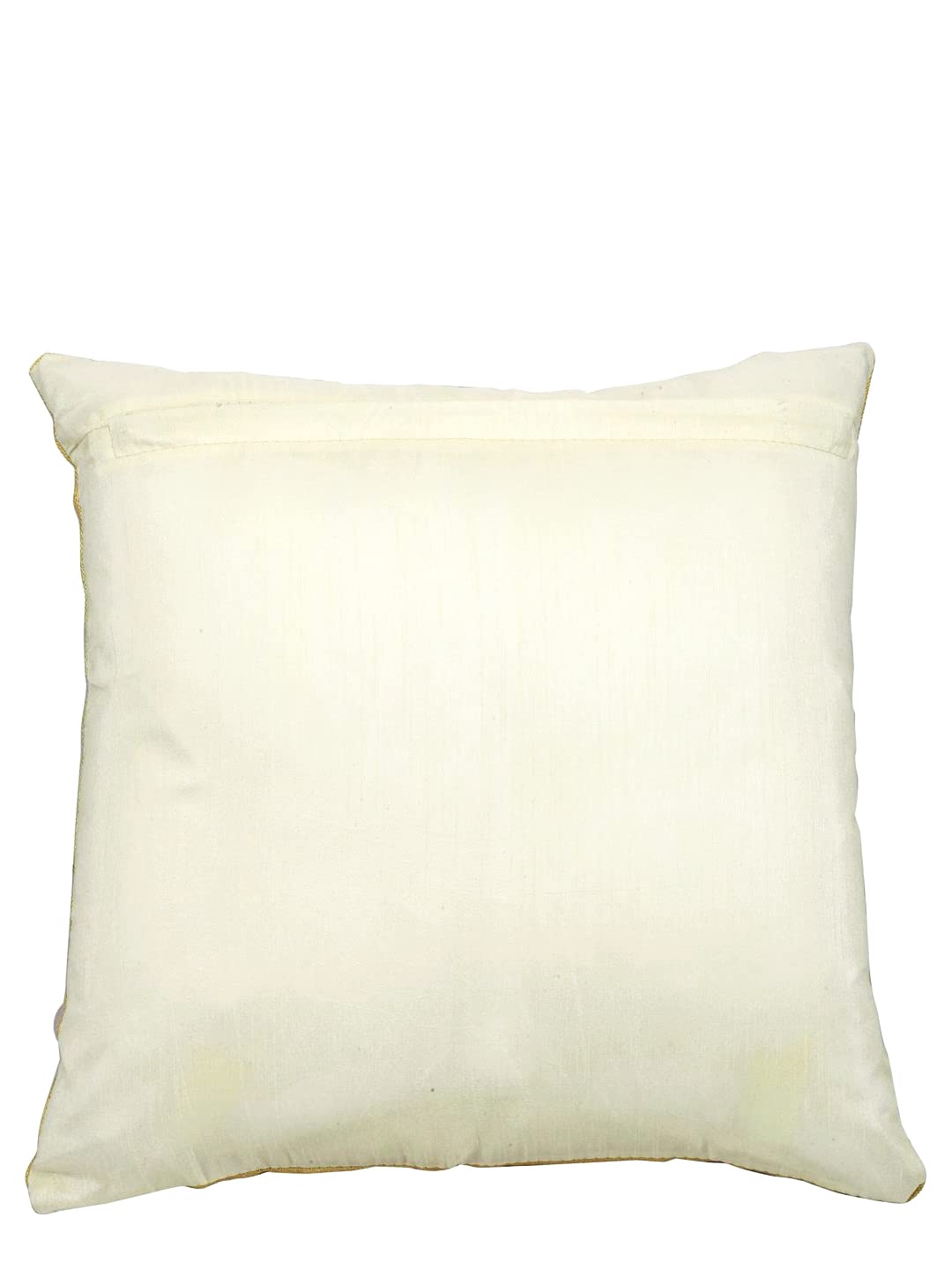 Traditional Embroidered White Golden Floral Silk Cushion Covers 16x16 Set of 5 | Decorative Sofa Pillow Cases Home Decor