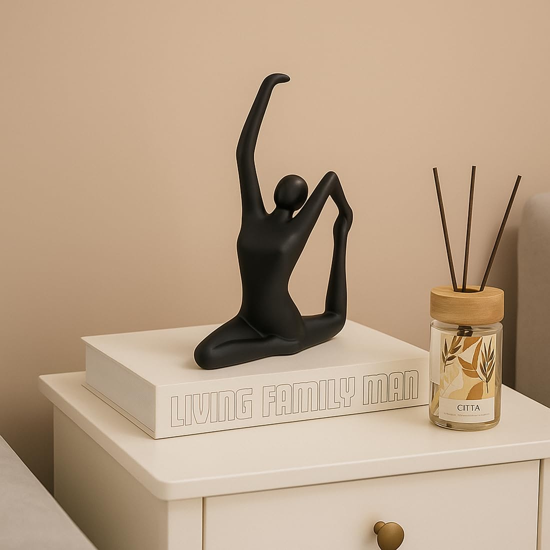 Elegant Ceramic Black Lady Statue for Home & Office Decor, 17x4x20 CM | Aesthetic Decorative Sculpture Showpiece