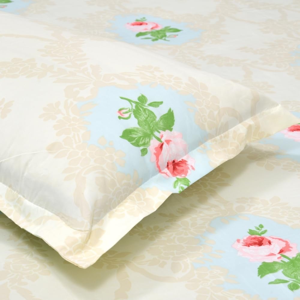 Flat Bedsheet Set - Ultrasoft Cotton - Double/Queen Size, 1 Bedsheet + 2 Pillow Covers