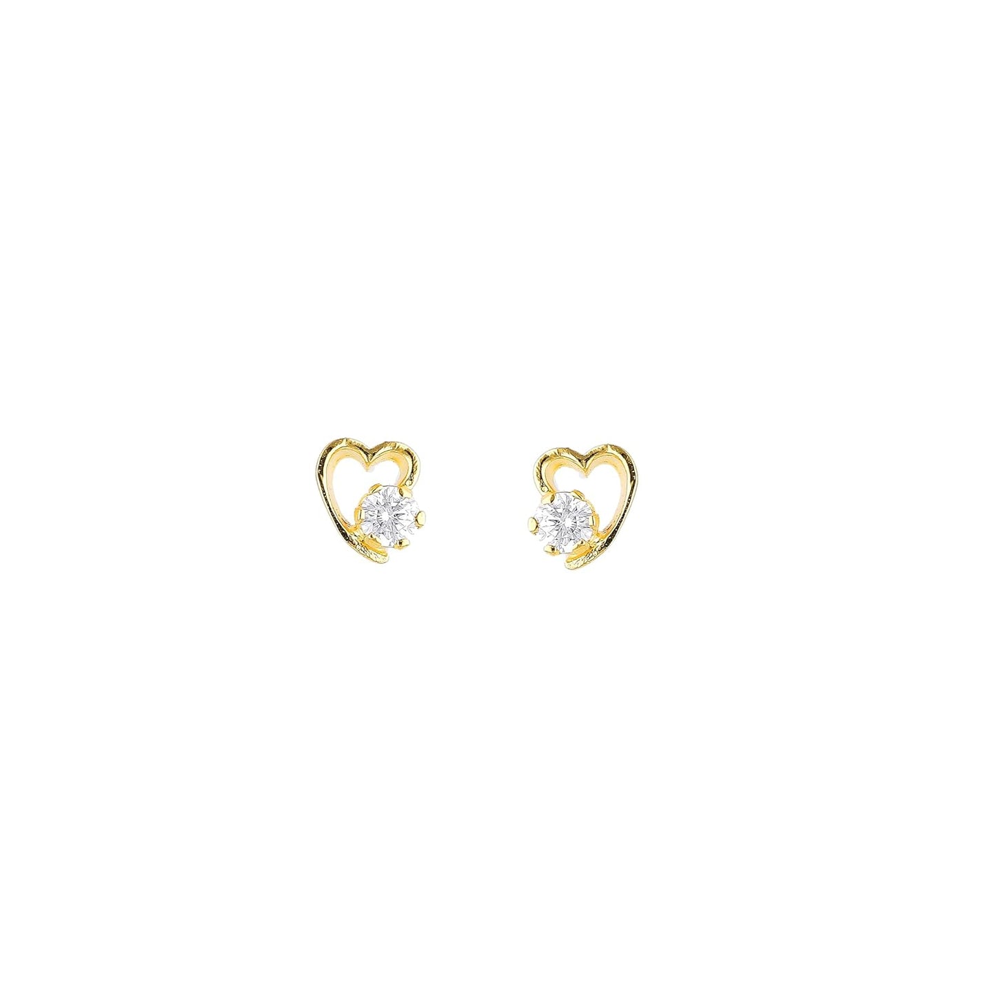 Heart Shape Earrings – Fine Jewelry – 925 Sterling Silver 18K Gold Plated – Lightweight Pair