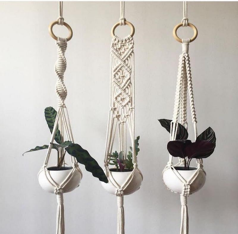 Macrame Hanging Planter – Handcrafted Cotton Planter - 3pc