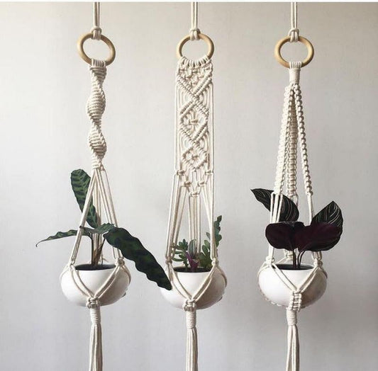 Macrame Hanging Planter – Handcrafted Cotton Planter - 3pc