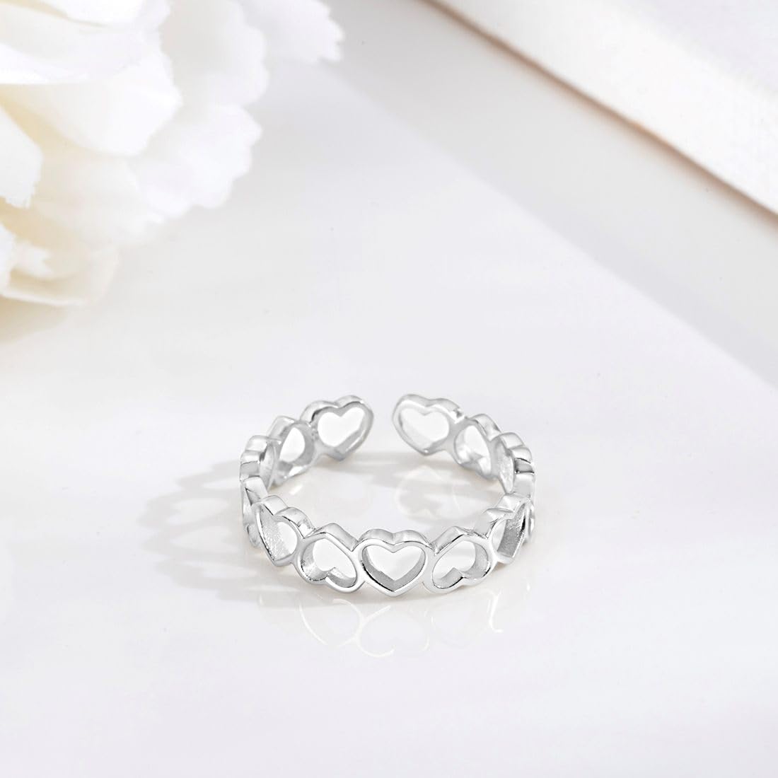 Sterling Silver Heart Ring – Women's Fashion Ring – 925 Sterling Silver Rhodium Plated – 1 Year Plating Warranty