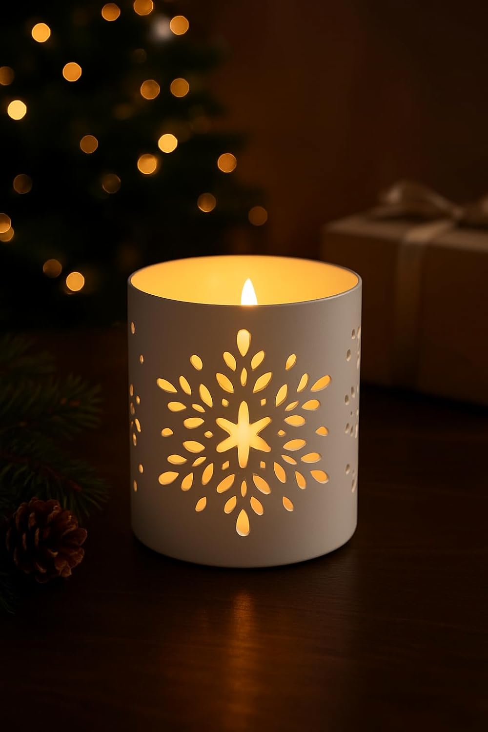 Porte-bougie chauffe-plat en fonte, motif flocon de neige (1 pièce), 7,6 x 7,6 cm | Bougeoir, Décoration intérieure, Cadeau de Diwali