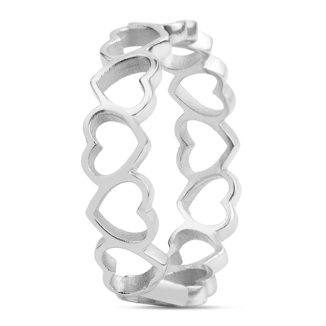 Sterling Silver Heart Ring – Women's Fashion Ring – 925 Sterling Silver Rhodium Plated – 1 Year Plating Warranty