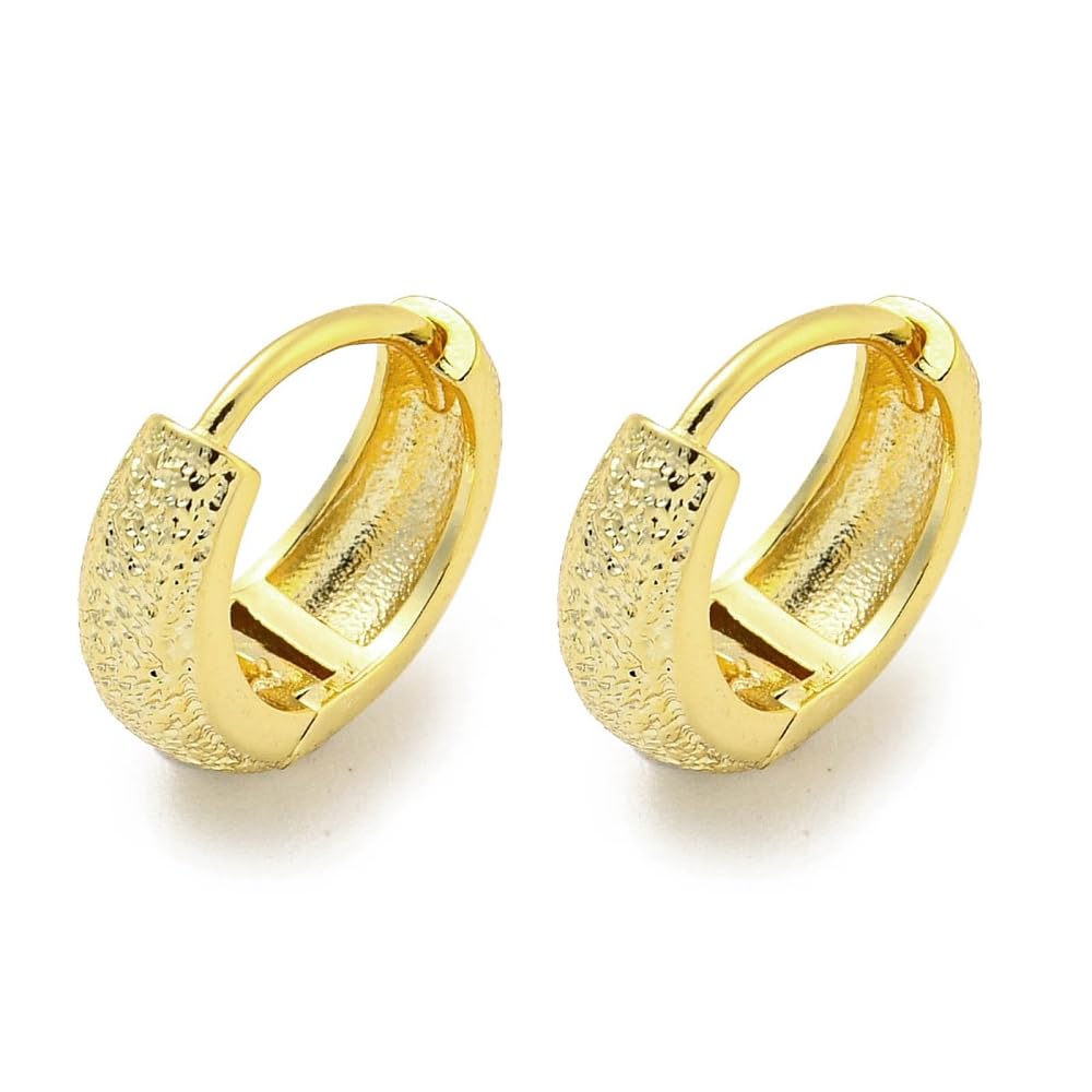 18K Gold Plated, Textured Stardust Finish Hoops – Fashion Earrings – 1 Pair
