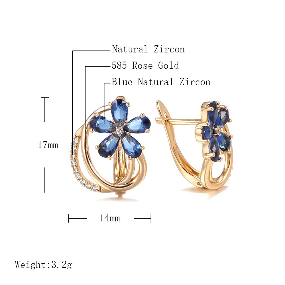 Blue Zircon Drop Earrings – Fashion Jewelry – 18k Rose Gold Plated Copper – 1 Pair