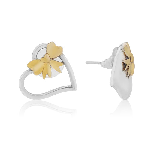 Sweetheart Ribbon Mismatched Earrings – Women's Fashion Earrings – Gold Plated – Designer Collection